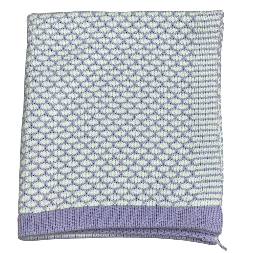 Pottery Barn Kids Lavender White Baby Blanket Lap Blanket Crochet Size 29X33"‎
